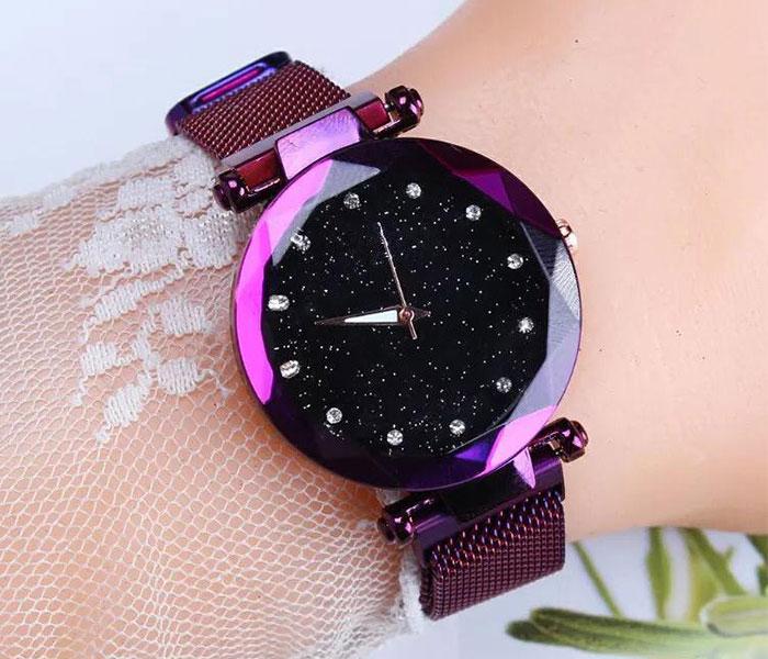 Zenalex MH2462 Luxury Magnetic Starry Sky Female, Quartz Wristwatch Fashion For Ladies - Violet - Zoom Image 4