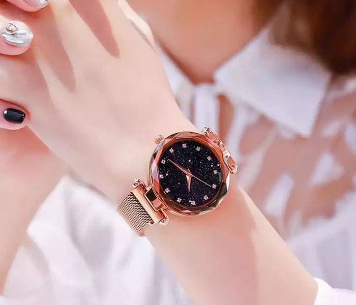 Zenalex MH2466 Luxury Magnetic Starry Sky Female, Quartz Wristwatch Fashion For Ladies - Gold - Zoom Image 3