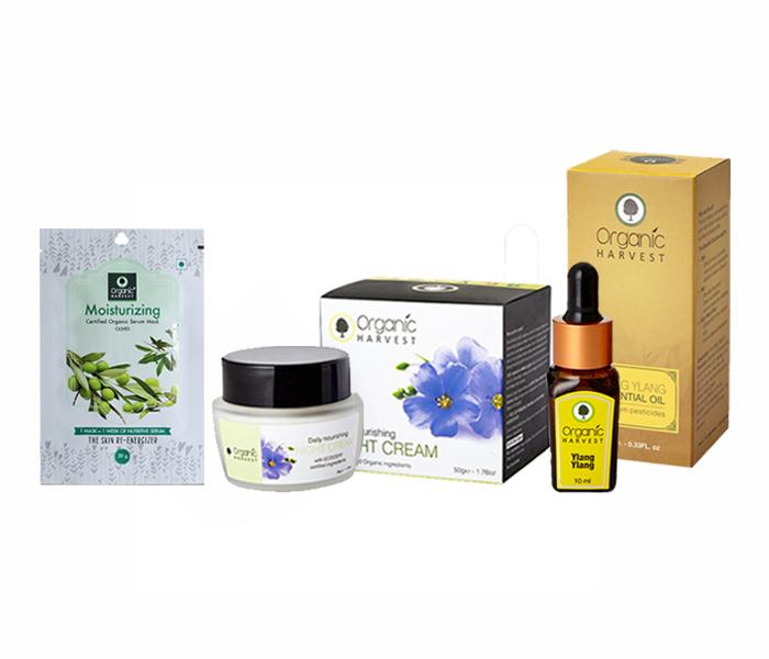 Organic Harvest Daily Nourishing Night Cream + Moisturizing Serum Mask + Ylang Ylang Essetial Oil - Zoom Image