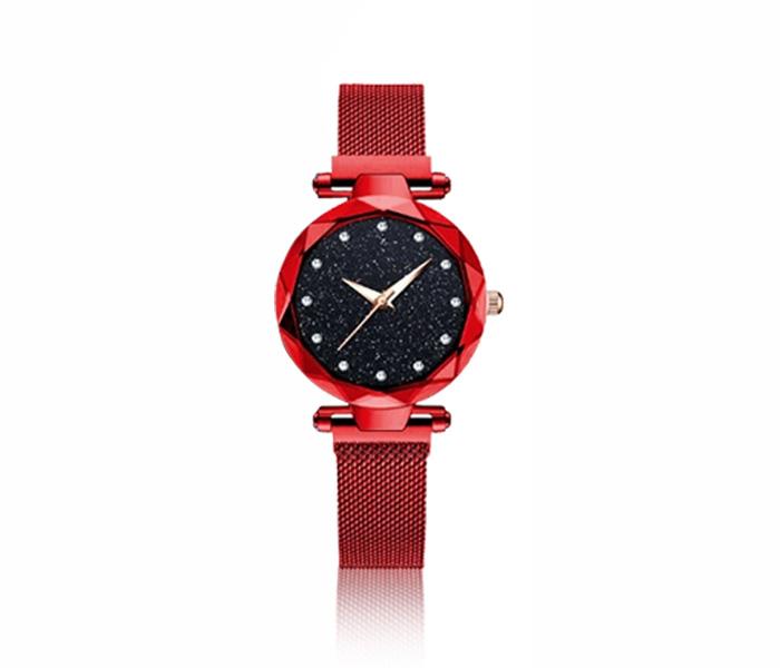 Ladies Quartz Watch With Magnetic Buckles - Red - Zoom Image