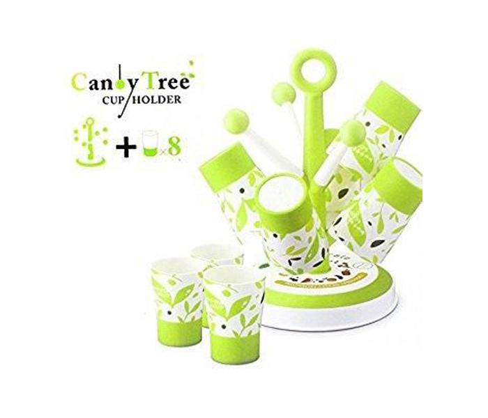 Canoy Tree Cup Holder with 8 Pieces Cups - Green - Zoom Image