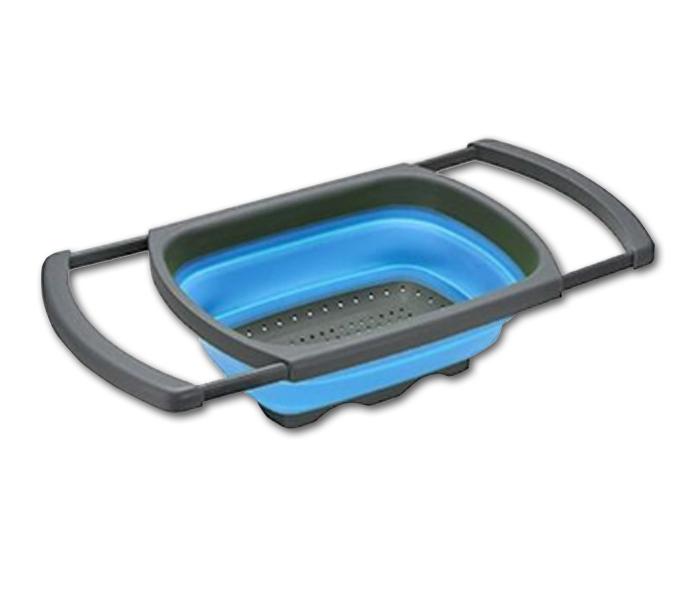 Silicone Foldable Kitchen Drain Basket Colander - Blue - Zoom Image