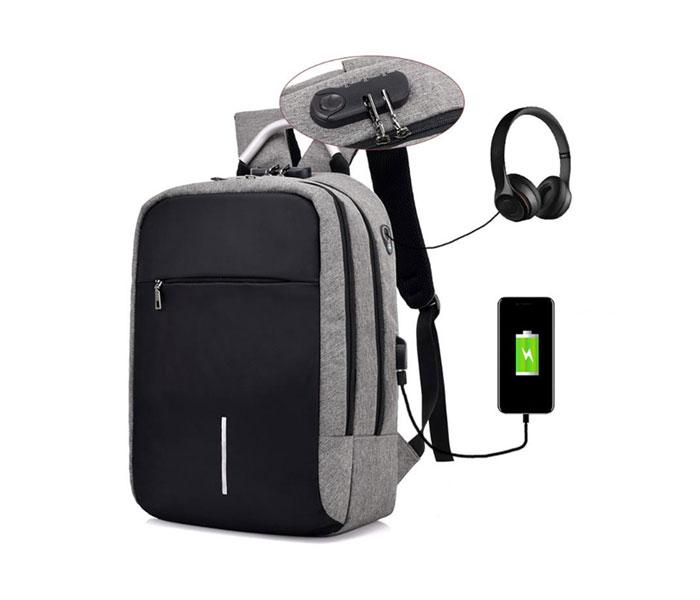 Unisex Anti-theft Backpacks USB Charging Travel Large Capacity Laptop Backpack - Light Grey - Zoom Image 2