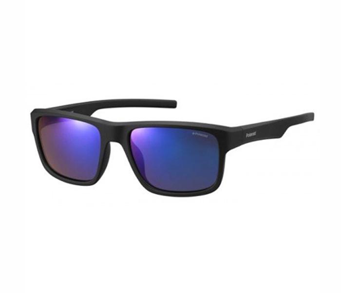 Polaroid Rectangle Sunglasses PLD 3018/S DL5 55JY For Men Matte Black With Grey Mirror Blue Polarized Lens - Zoom Image