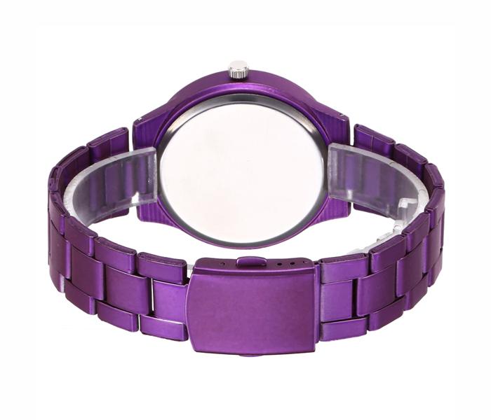 Rinnady Watch Luxury Colored Stainless Steel Strap Quartz Watch For Ladies - Purple - Zoom Image 3