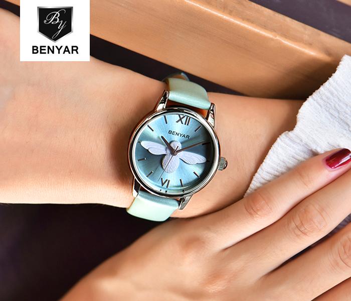 Benyar 5118 Ladies Quartz Watches Water Resistant Blue And White - Zoom Image 1