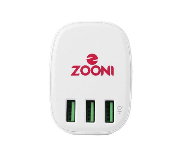 Zooni CHJ-803D Fast Charging 3 USB Port EU Plug Travel Adapter - Zoom Image 1