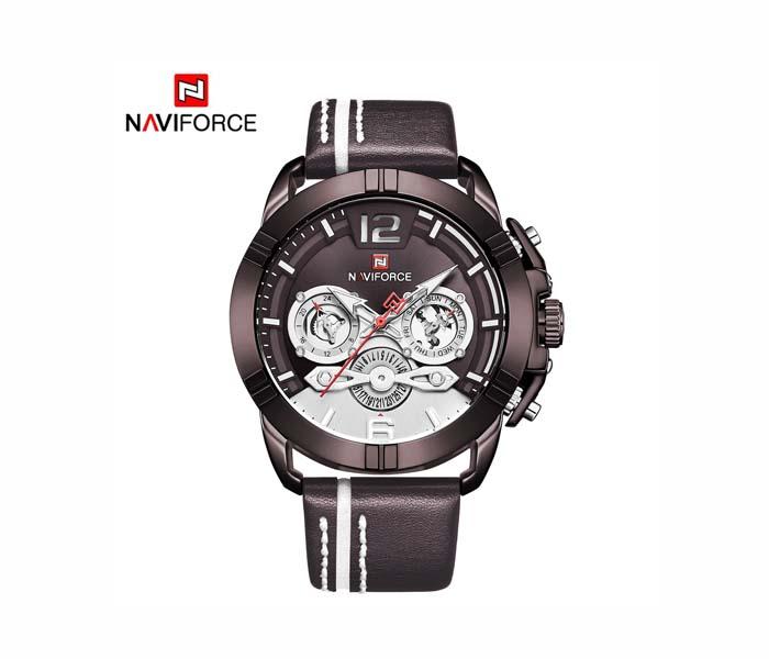 NAVIFORCE Mens Wrist Watch Leather Strap B-W-B NF9168M - Zoom Image