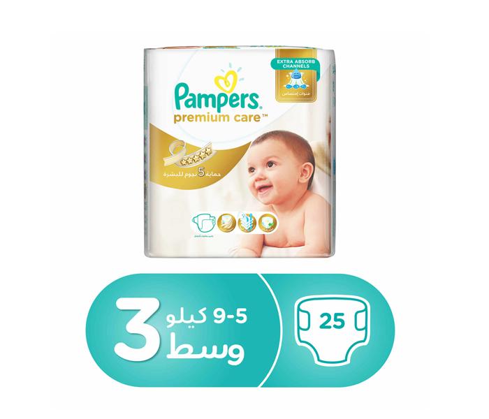 Pampers Premium Care Diapers 5 Star Skin Protection Size 3, Carry Pack - 25 Count - Zoom Image 1