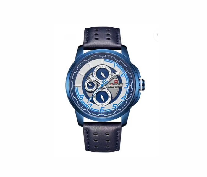 NAVIFORCE 9142 Quartz Genuine Leather Chronograph Waterproof Wrist Watch for Men - BLUE - Zoom Image 1