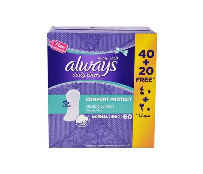 Always Daily Liners Comfort Protect, Flexible Comfort (40+20 Free) - 60 Pads - Zoom Image