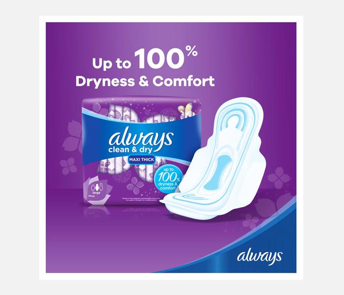 Always Super Plus Clean And Dry Maxi Thick Pads With Wings - 10 Pads - Zoom Image 4