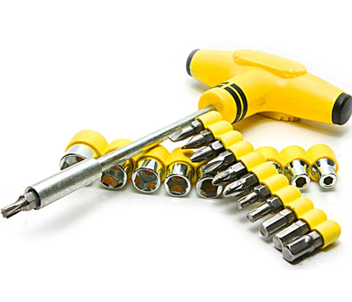 Multi Purpose 24 Pieces Screwdriver Socket Set and Bit Tool Kit Set - Yellow - Zoom Image 1