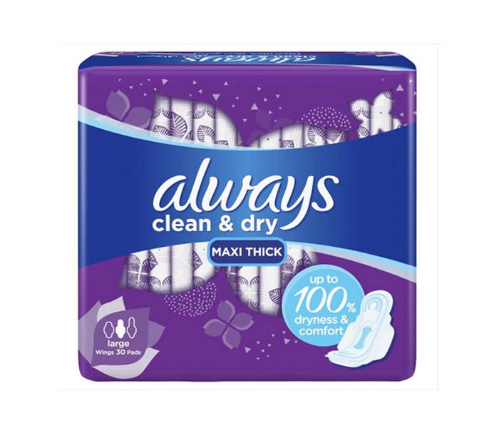 Always Super Plus Clean And Dry Maxi Thick Pads With Wings - 30 Pads - Zoom Image 1