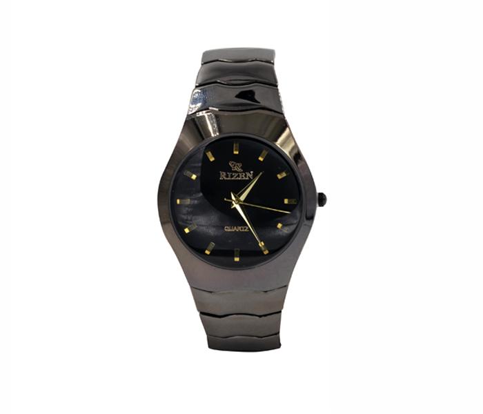 RIZEN Luxury High Quality Stainless Steel Analog Watch For MEN - BLACK - Zoom Image 1