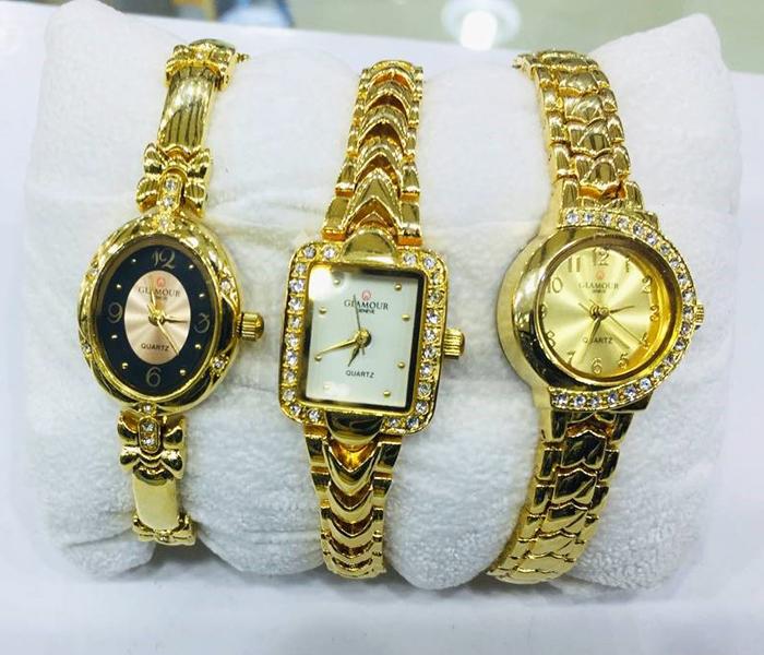 Glamour Women&#039;s Watch Combo Water Resistant - Set of 3 (Gold Color) - Zoom Image 3