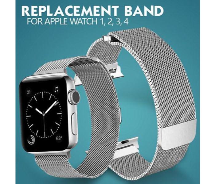 Convertible Stainless Steel Mesh Milanese Loop Band for Apple Watch 1, 2, 3 and 4  SBW44 - Silver - Zoom Image