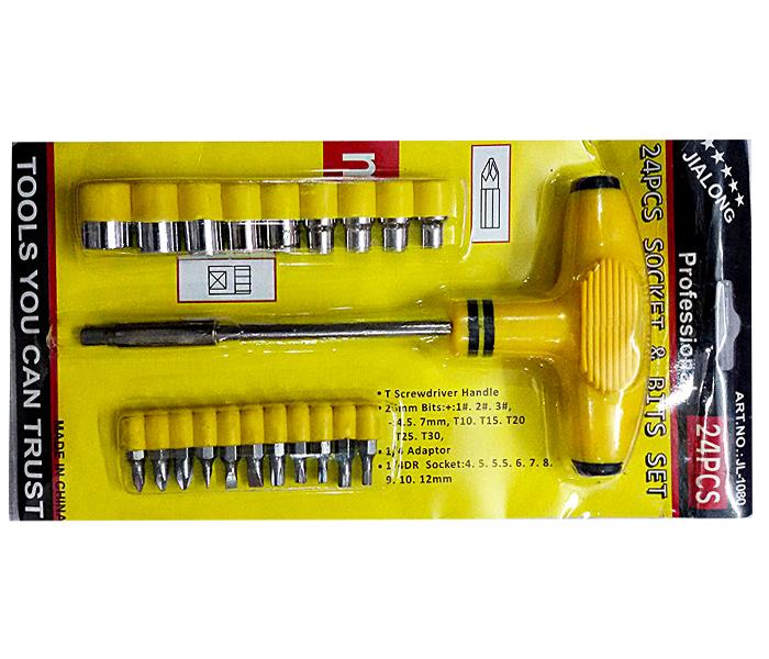 Multi Purpose 24 Pieces Screwdriver Socket Set and Bit Tool Kit Set - Yellow - Zoom Image 3