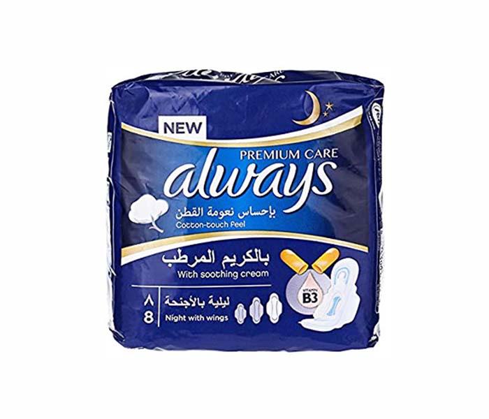 Always Premium Thick Pads Night With Wings, 8 Pads - Zoom Image