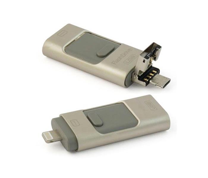 16 Gb All-in-One Usb Flash Drive For iPhone iPad Android And PC - Grey - Zoom Image