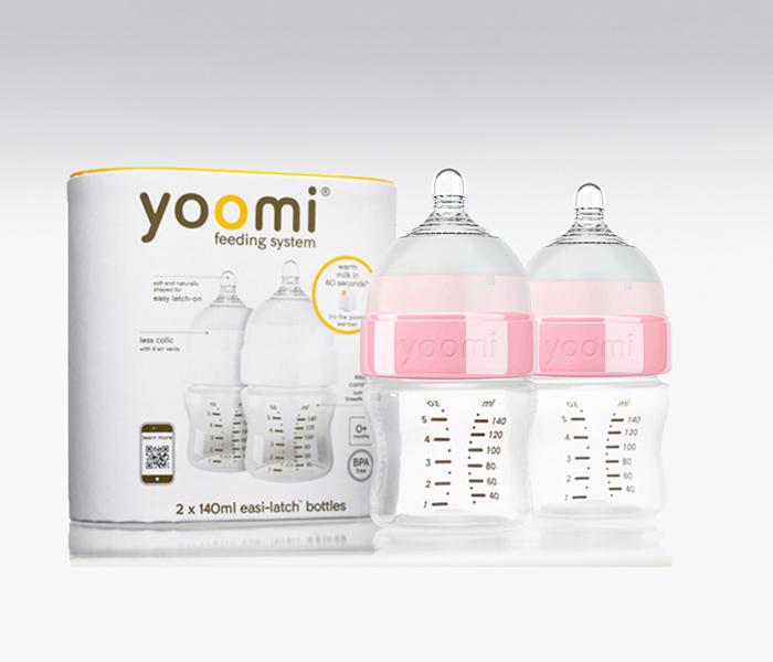 YOOMI 5oz feeding bottle + slow flow teat (Double Pack) (Pink) UK Y25B_YCCP - Zoom Image 1