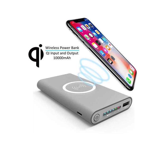 MQ 10,000mAh Portable USB 3 in 1 Wirelss Power Bank - Grey - Zoom Image 2