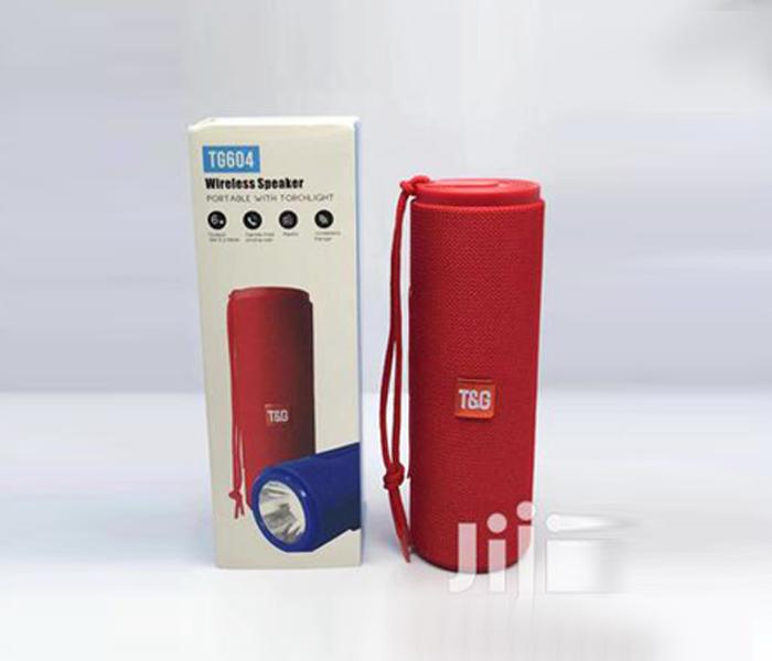 Wireless Speaker Portable With Torch Light TG604 - Red - Zoom Image