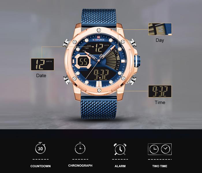 NAVIFORCE Mens Wrist Watch For Men NF9172S Blue Strap - Rose Gold - Zoom Image 6