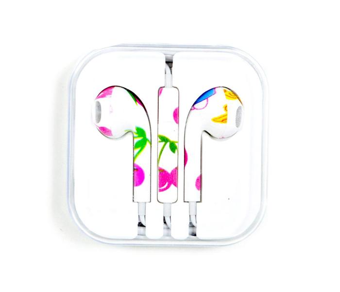 Headset Earphone In-Ear Headset With Remote  Mic - Colorful Berries Pattern - Zoom Image