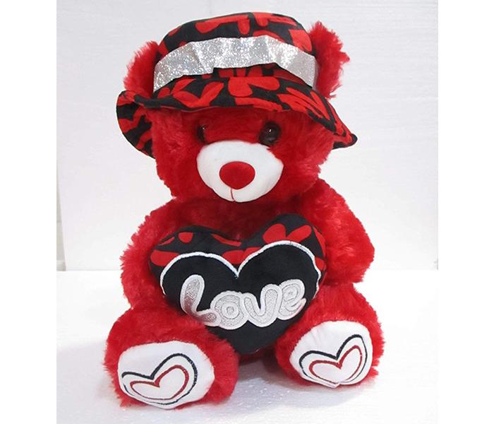 KMTE Kreative Valentine Love Heart Teddy Bear - Black &amp; Red, 30cm - Zoom Image