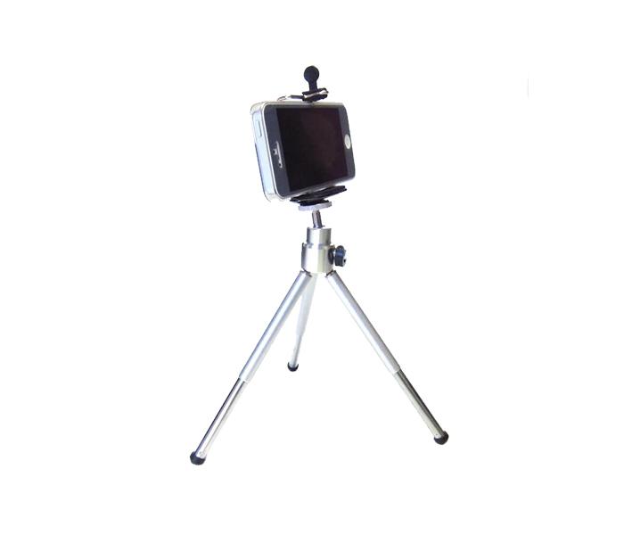 T-004 Small Travel Extendable Mini Mobile Tripod Stand with Phone Holder - Black & Silver - Zoom Image 3