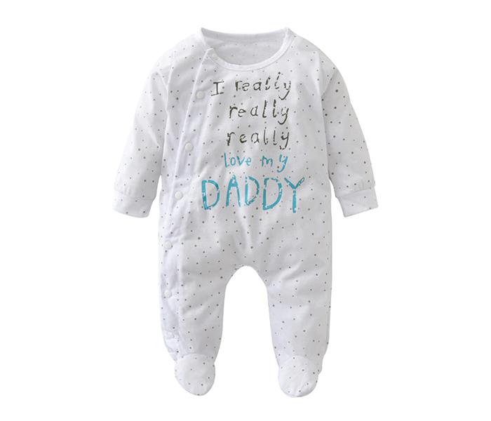 Little Wings 2 Pcs 3 months I Love My Mom and Dad Newborn Baby Rompers Set - White - Zoom Image 2