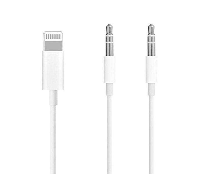 Trands TR-CA720 2-in-1 Lightning Aux Audio Cable - White - Zoom Image 2