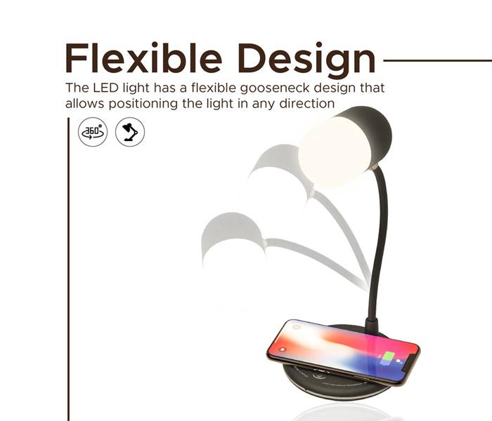 Promate LumiQi Sight Sensitive LED Table Lamp with Wireless Speaker and Wireless Charger - Black - Zoom Image 3