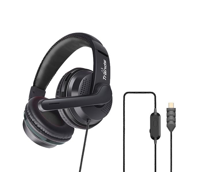 Trands TR-HS998 Over-Ear Noise Cancelling Type-C Stereo Headphones - Black - Zoom Image 1