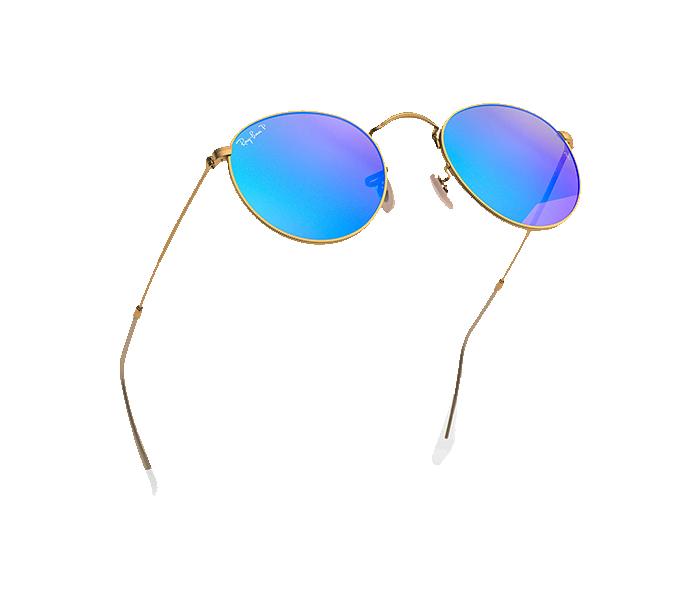 Ray Ban RB3447 112 17 3N 50 Round Gold Frame with Blue Mirrored Sunglass for Unisex - Zoom Image 3