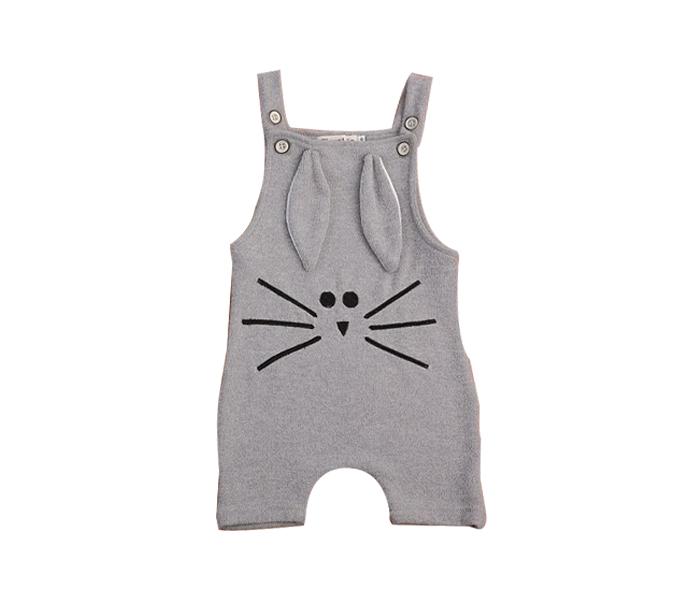 Little Wings 3 months 2Pcs Sleeveless Knitted Rabbit Design Romper - Pink and Grey - Zoom Image 3