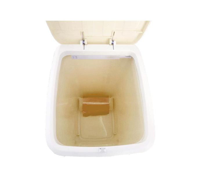 Click Top Lock Trash Bin with Pull-up Plastic Storage - Brown - Zoom Image 3