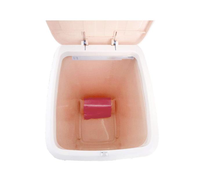 Click Top Lock Trash Bin with Pull-up Plastic Storage - Pink - Zoom Image 2