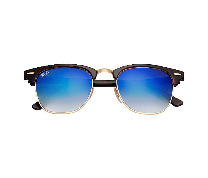 Ray Ban RB3016 990 7Q 3N 51 Club Master Square Tortoise and Gold Frame with Blue Mirrored Sunglass for Unisex - Zoom Image 1