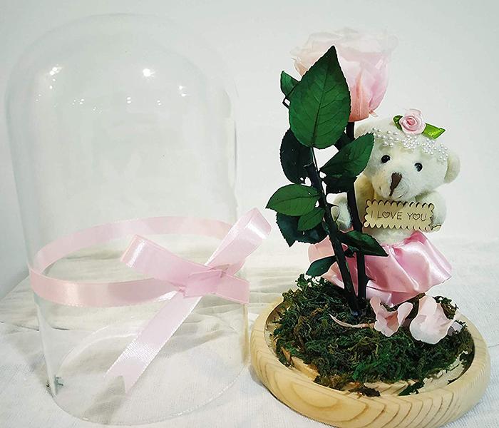 KMTE Valentines Gifts Long life Preserved Roses with Fallen Petals in a Glass - Pink - Zoom Image 3