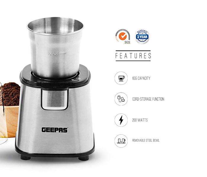 Geepas GCG41011UK Coffee Grinder - Silver - Zoom Image 3