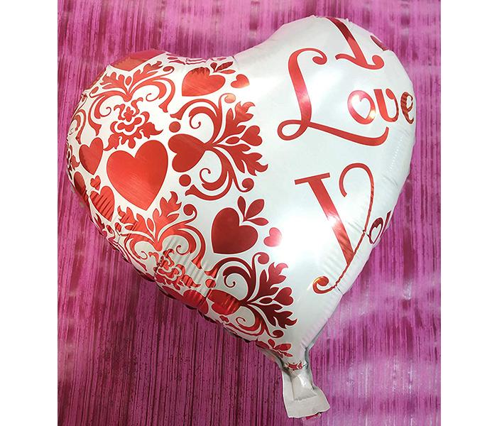 KMTE White &amp; Red Heart shape Helium Foil Balloon with I Love U Aluminum Film - 5 Pieces - Zoom Image 2