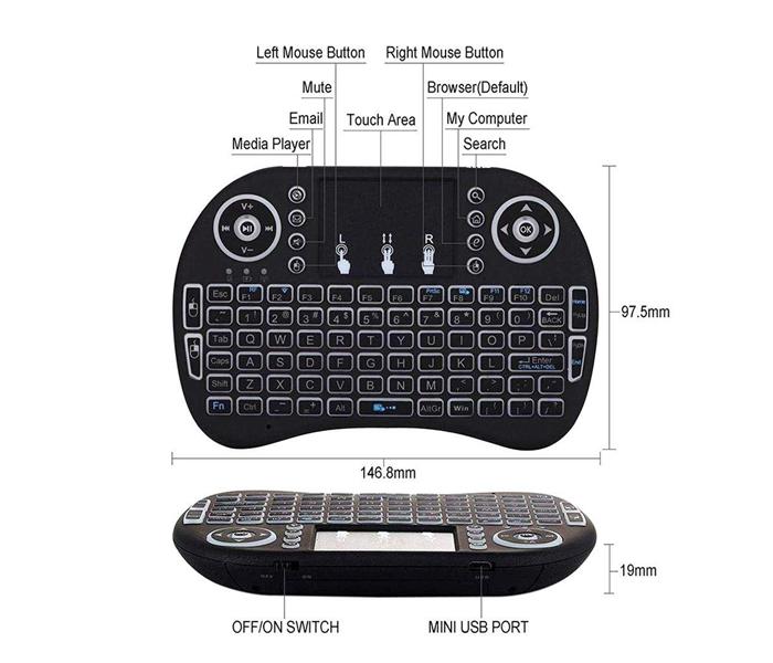 Mini Backlit Wireless Touchpad Keyboard 2.4G Air Mouse For Windows PC, Android TV Box  - Zoom Image 2