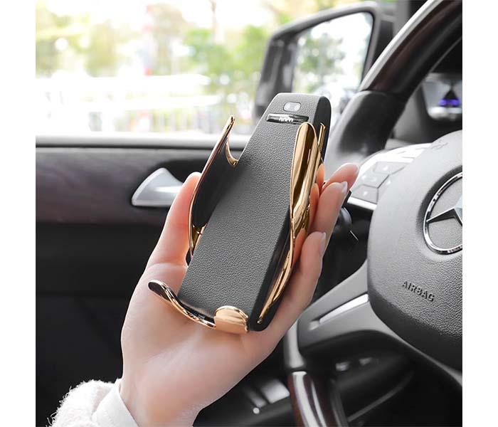 Hoco CA34 Elegant In-Car Phone Holder with Wireless Charging for 4-6.5 inch Mobile Phones, Gold - Zoom Image 5