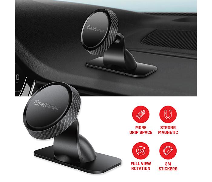 iSmart iHOLD-i50 360 deg Rotation Car Dashboard Magnetic Cell Phone Holder - Black - Zoom Image 2