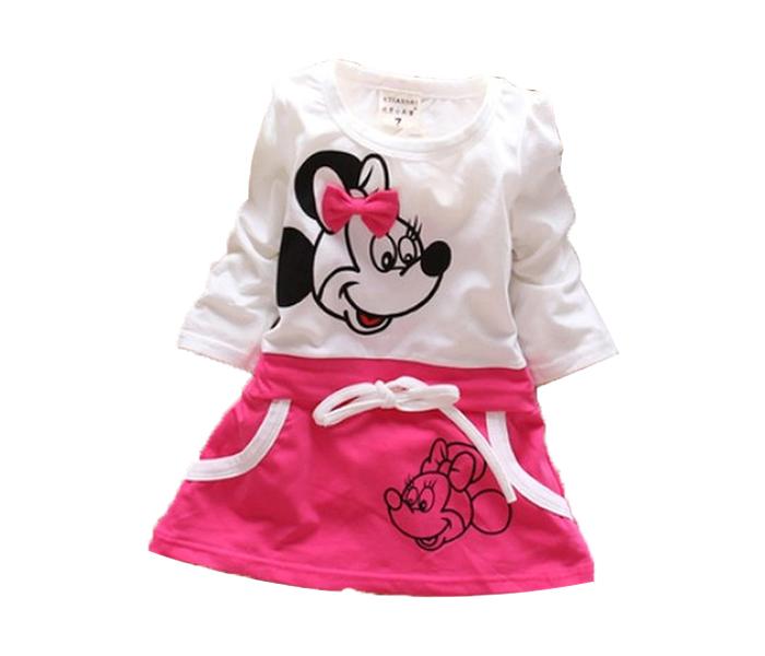 Little Wings Cute Cartoon Pattern Minnie Princess Girl Frock for 12 Months Kid - Pink - Zoom Image 1