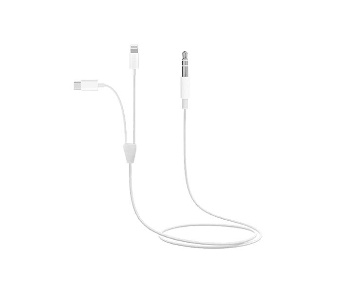 Trands TR-CA744 2-in-1 Lightning & Type C to 3.5mm Aux Audio Cable - White - Zoom Image 5