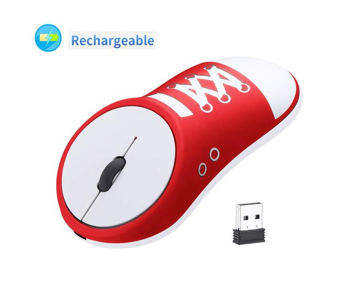 Wireless Charging Mouse 2.4G Creative Shoes Pattern Photoelectric Mouse - Red - Zoom Image 4