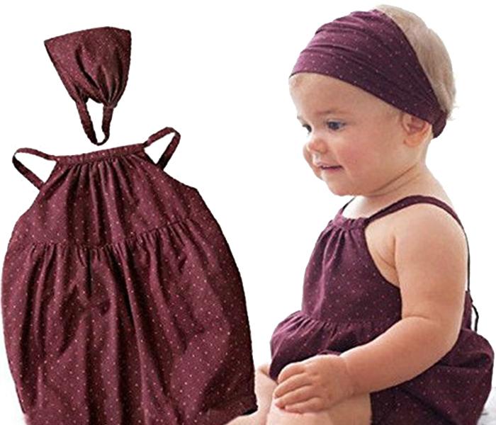 Little Wings Baby Girls Dots Romper and Headband Clothes Outfits Set - Grape - Zoom Image 4